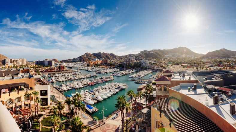 "Panoramic Aerial View of Cabo San Lucas in Mexico.